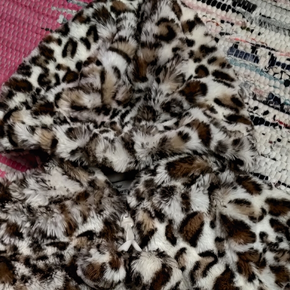 Coat - Little Girls Leopard Print Pompom Coat - Picture 4 of 9